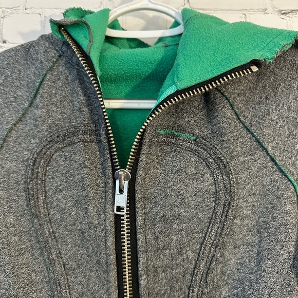 lululemon athletica Gray and Green full zip scuba Hoodie - Picture 2 of 14